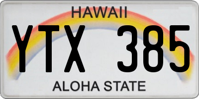 HI license plate YTX385