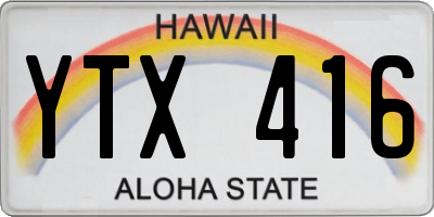 HI license plate YTX416