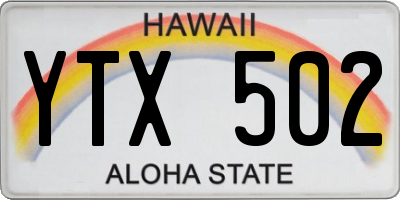 HI license plate YTX502