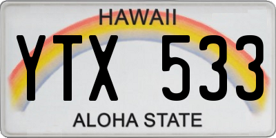HI license plate YTX533
