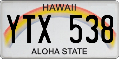 HI license plate YTX538