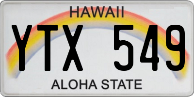 HI license plate YTX549