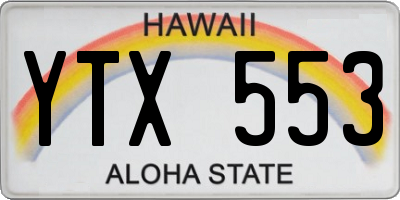 HI license plate YTX553