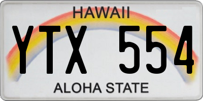HI license plate YTX554