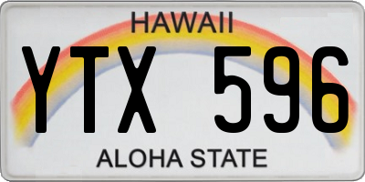 HI license plate YTX596