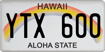 HI license plate YTX600