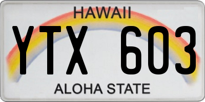 HI license plate YTX603