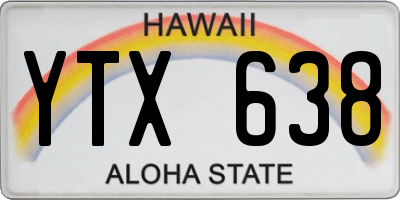 HI license plate YTX638