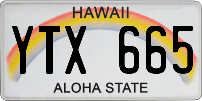 HI license plate YTX665