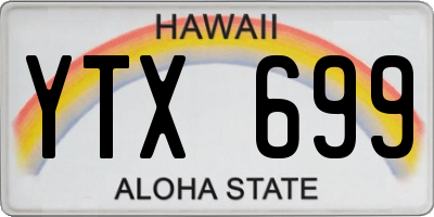 HI license plate YTX699