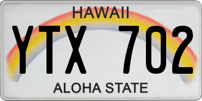 HI license plate YTX702