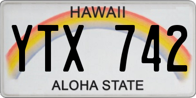 HI license plate YTX742