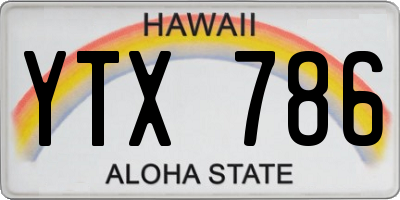 HI license plate YTX786