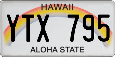 HI license plate YTX795