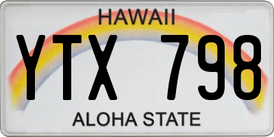 HI license plate YTX798