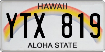 HI license plate YTX819