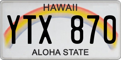 HI license plate YTX870
