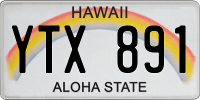 HI license plate YTX891