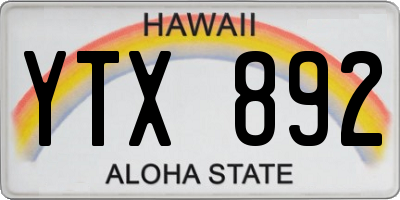 HI license plate YTX892