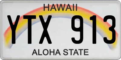 HI license plate YTX913