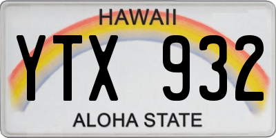 HI license plate YTX932