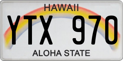 HI license plate YTX970