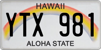HI license plate YTX981