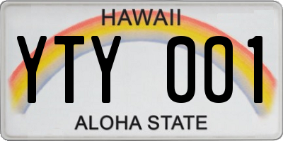 HI license plate YTY001
