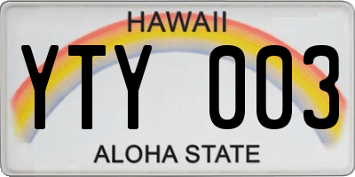 HI license plate YTY003