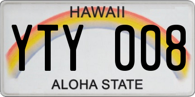 HI license plate YTY008