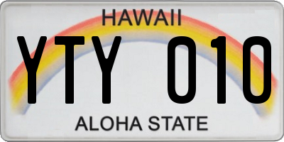 HI license plate YTY010
