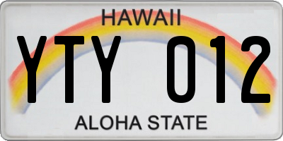 HI license plate YTY012