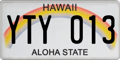 HI license plate YTY013