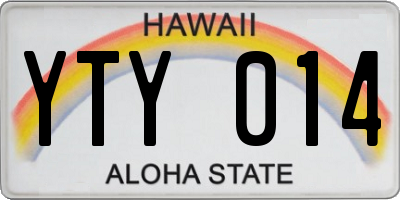 HI license plate YTY014