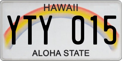 HI license plate YTY015