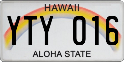 HI license plate YTY016