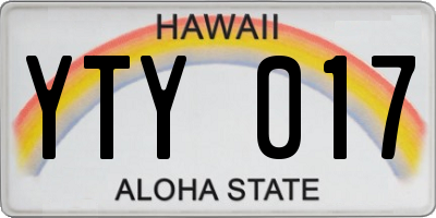 HI license plate YTY017