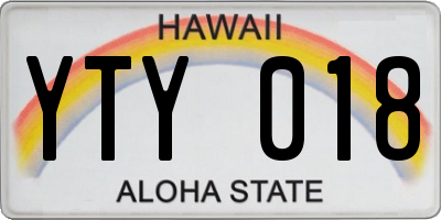 HI license plate YTY018