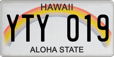 HI license plate YTY019