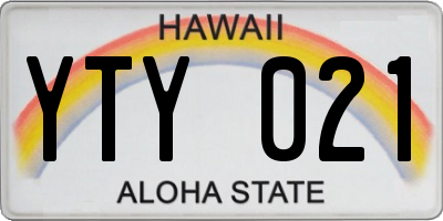 HI license plate YTY021