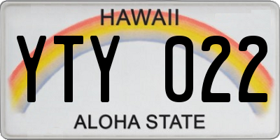 HI license plate YTY022