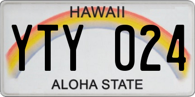 HI license plate YTY024