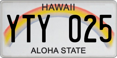 HI license plate YTY025