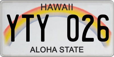 HI license plate YTY026