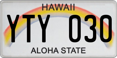 HI license plate YTY030