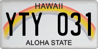HI license plate YTY031