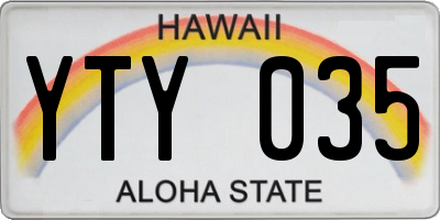 HI license plate YTY035