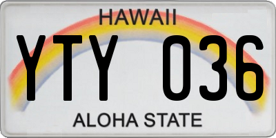 HI license plate YTY036