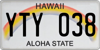 HI license plate YTY038