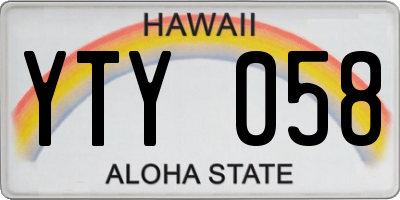 HI license plate YTY058